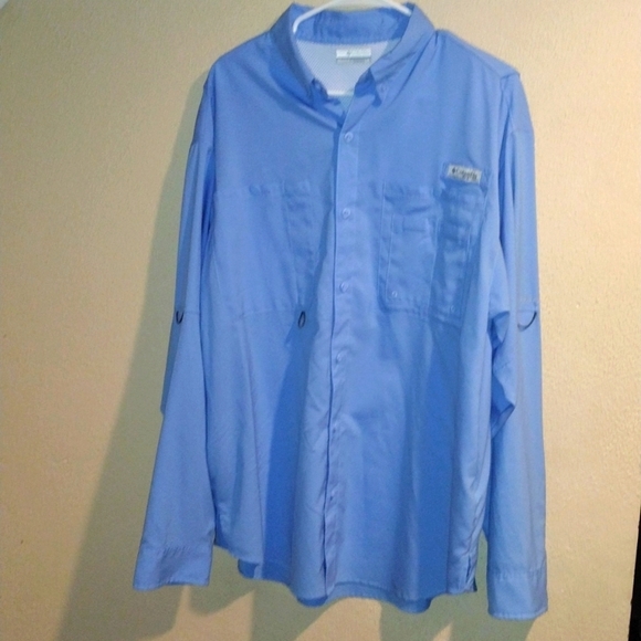 Columbia PFG Omni-Shade Vented Light Blue Long Sleeve Button up Shirt Ou… - Picture 2 of 10